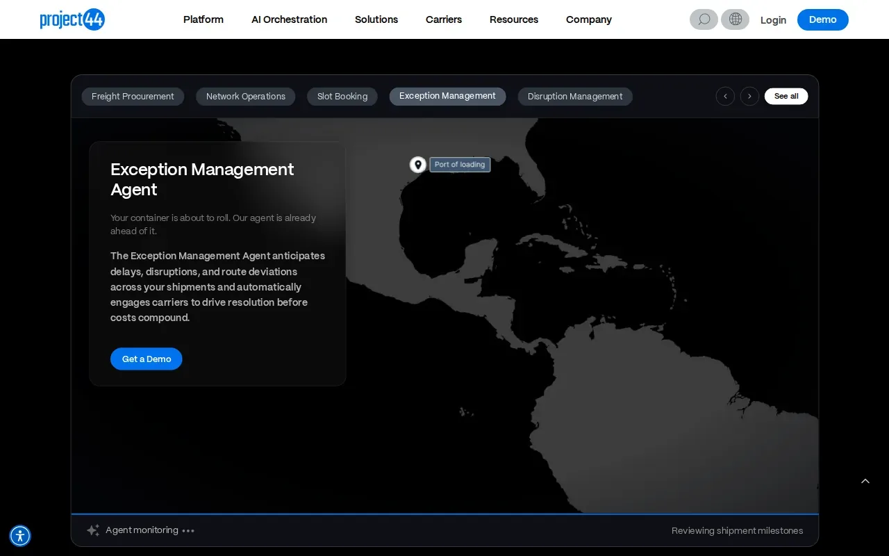 Screenshot of the Movement by project44 website