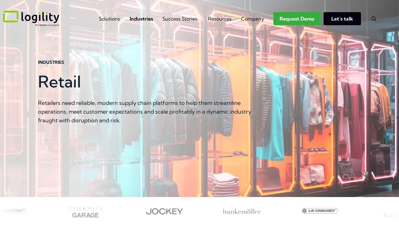 Screenshot of the Logility Digital Supply Chain Platform website