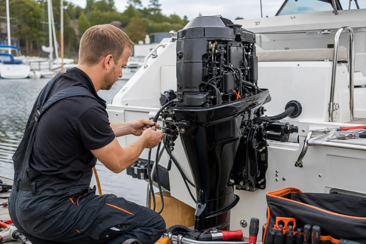 Installation och service av utombordsmotor på Lidingö