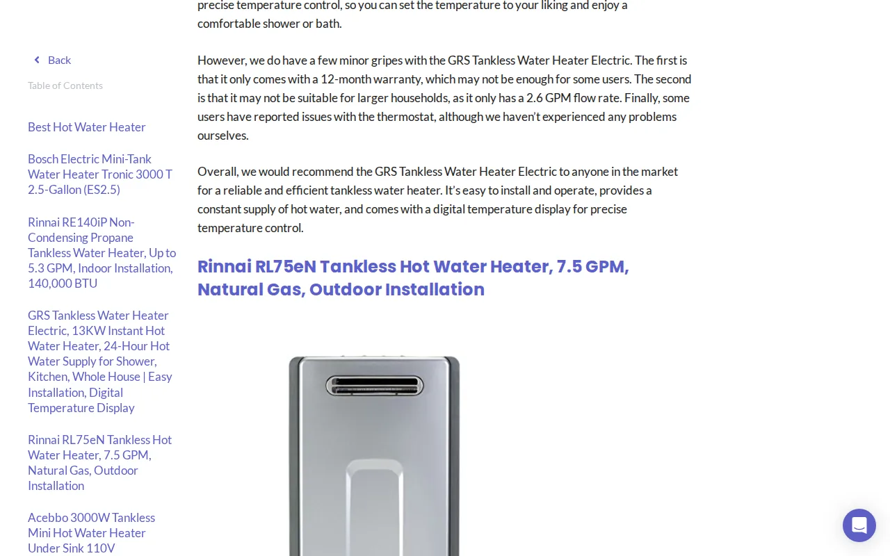 Rinnai RL75eN: visual reference for 7. Rinnai RL75eN , Outdoor Tankless Powerhouse