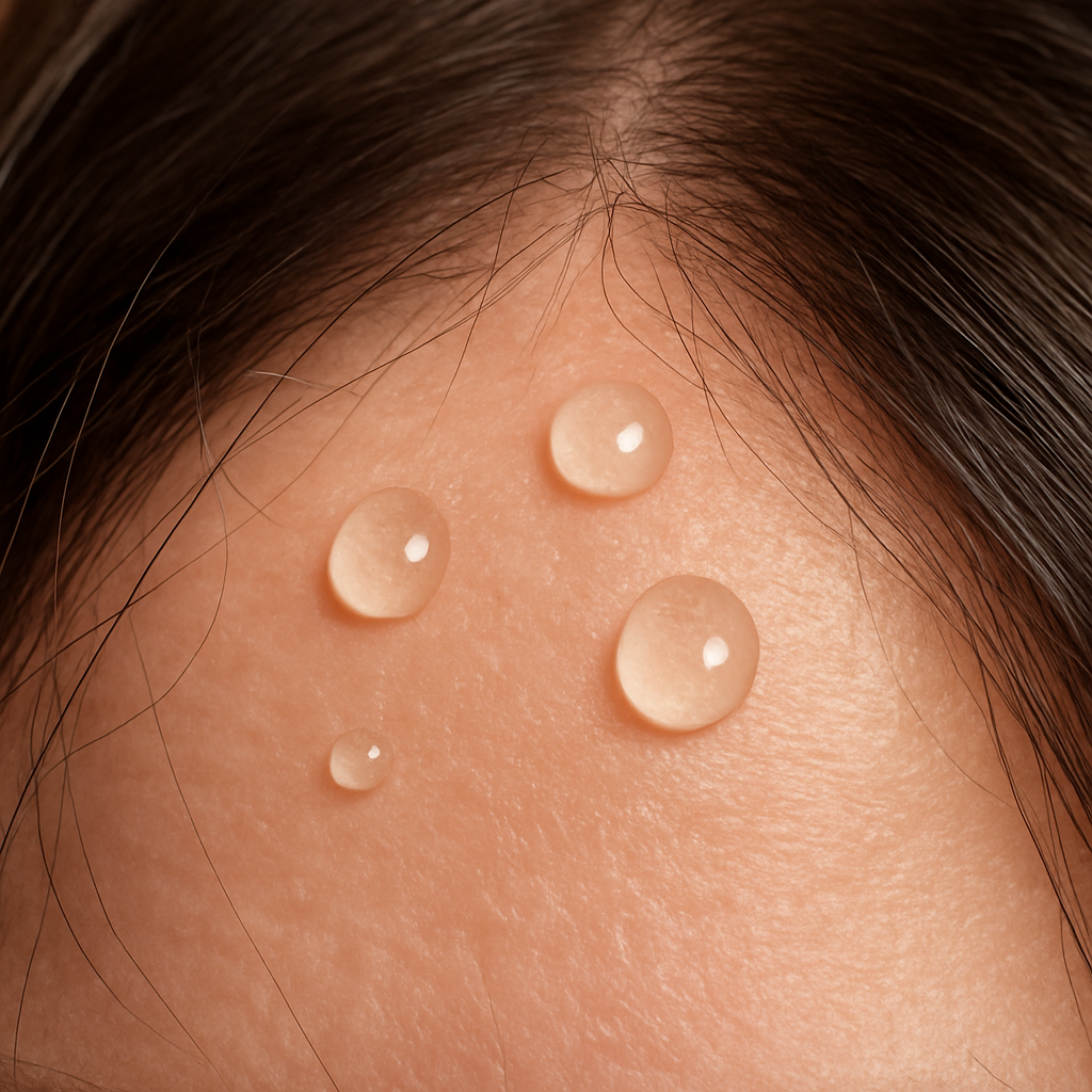 A close‑up of a scalp with a few drops of serum, showing gentle tingling sensation and a calm, healthy scalp environment. Alt: potential side effects and safety considerations for the ordinary multi peptide serum for hair density review.