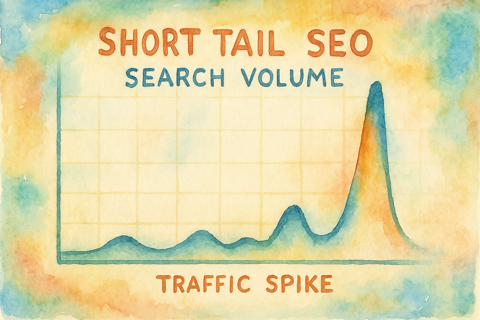 Abstract illustration of a large traffic spike in search volume graph for short tail SEO