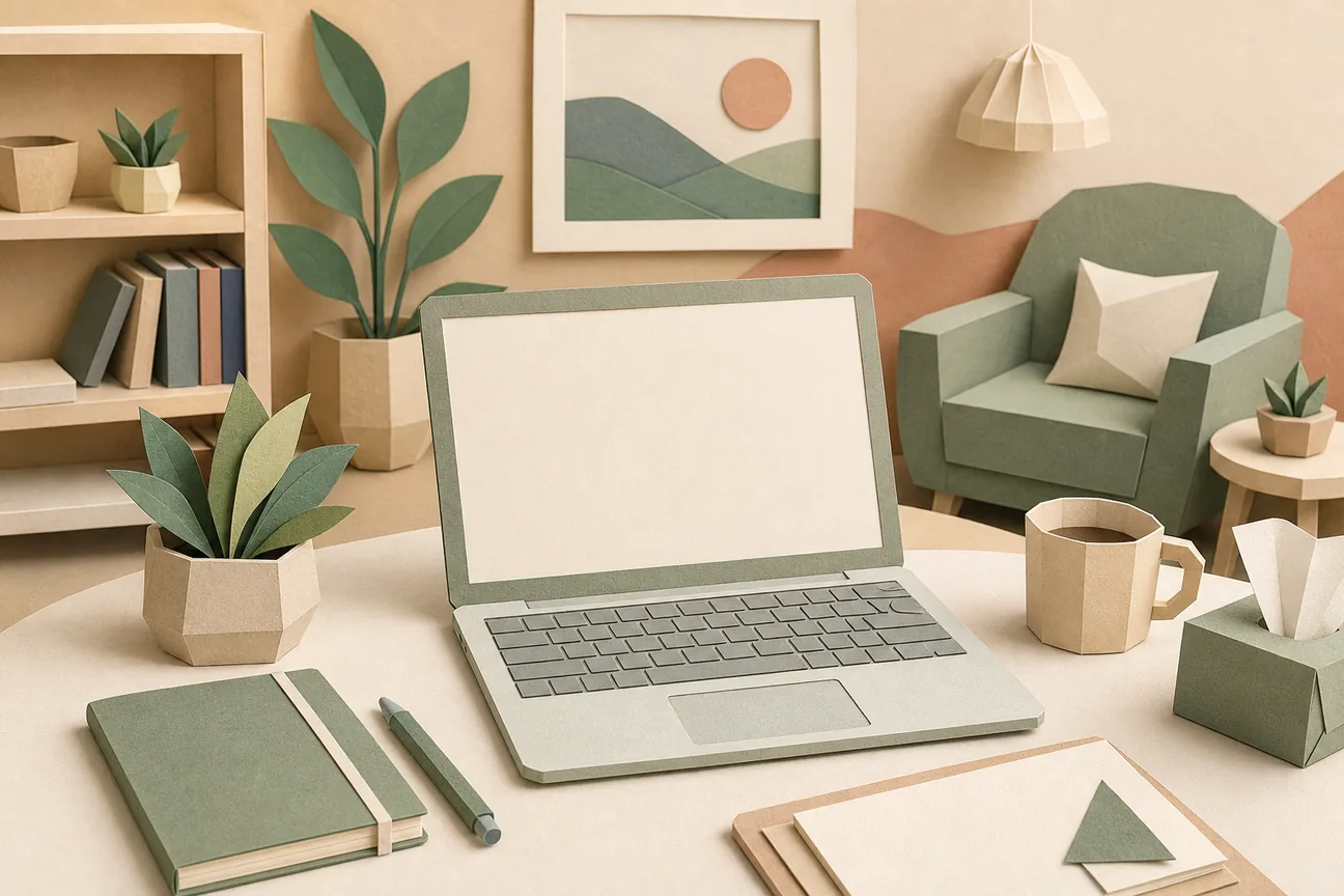Papercraft illustration of Best Therapist Websites for Practice Inspiration
