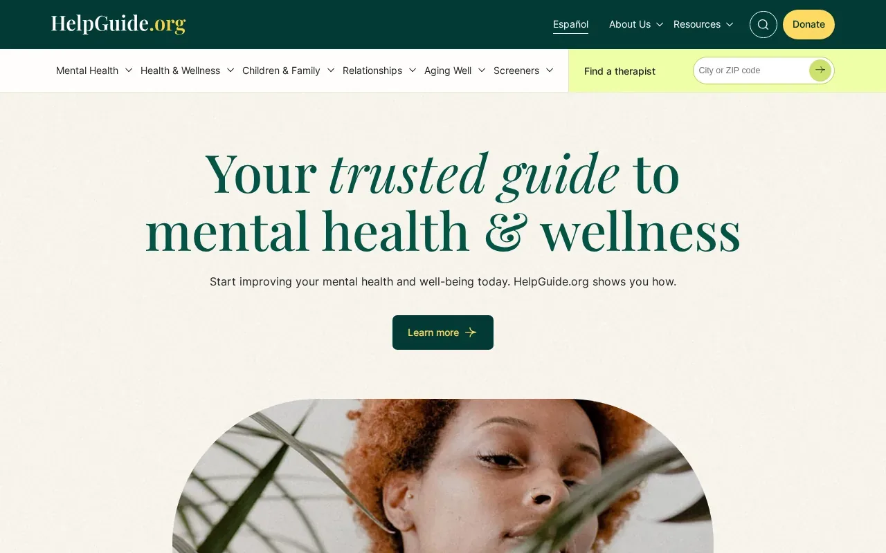 Screenshot of the HelpGuide website