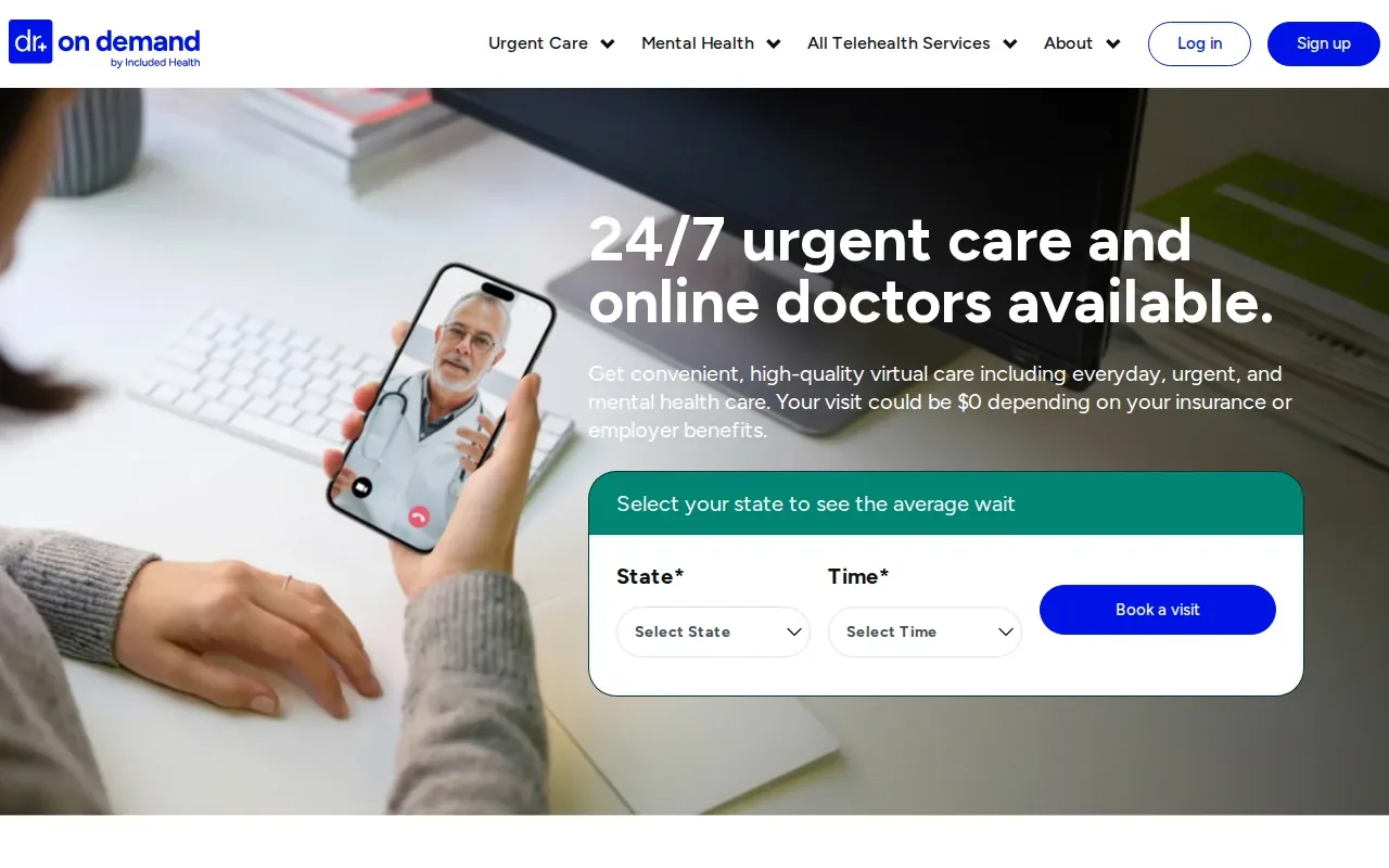 Screenshot of the Doctor On Demand by Included Health website