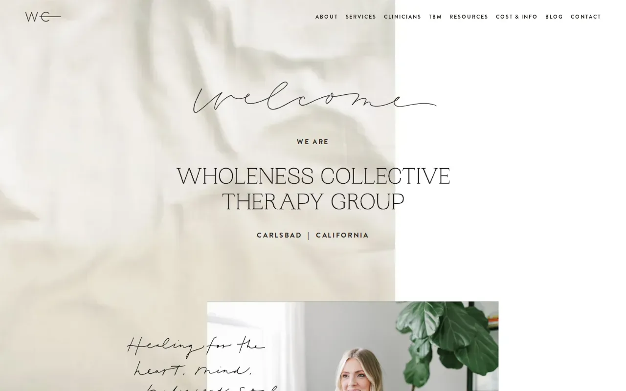 Screenshot of the Wholeness Collective Therapy Group website