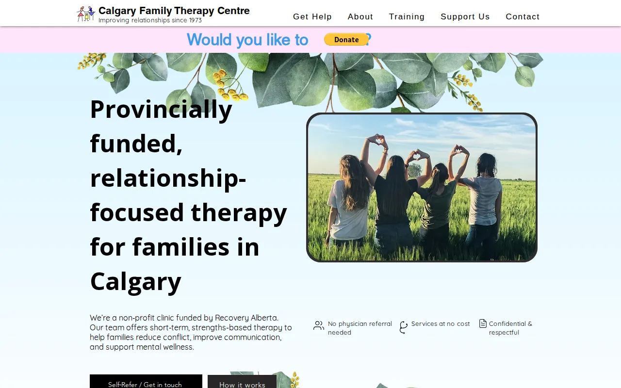 Screenshot of the Family Therapy website
