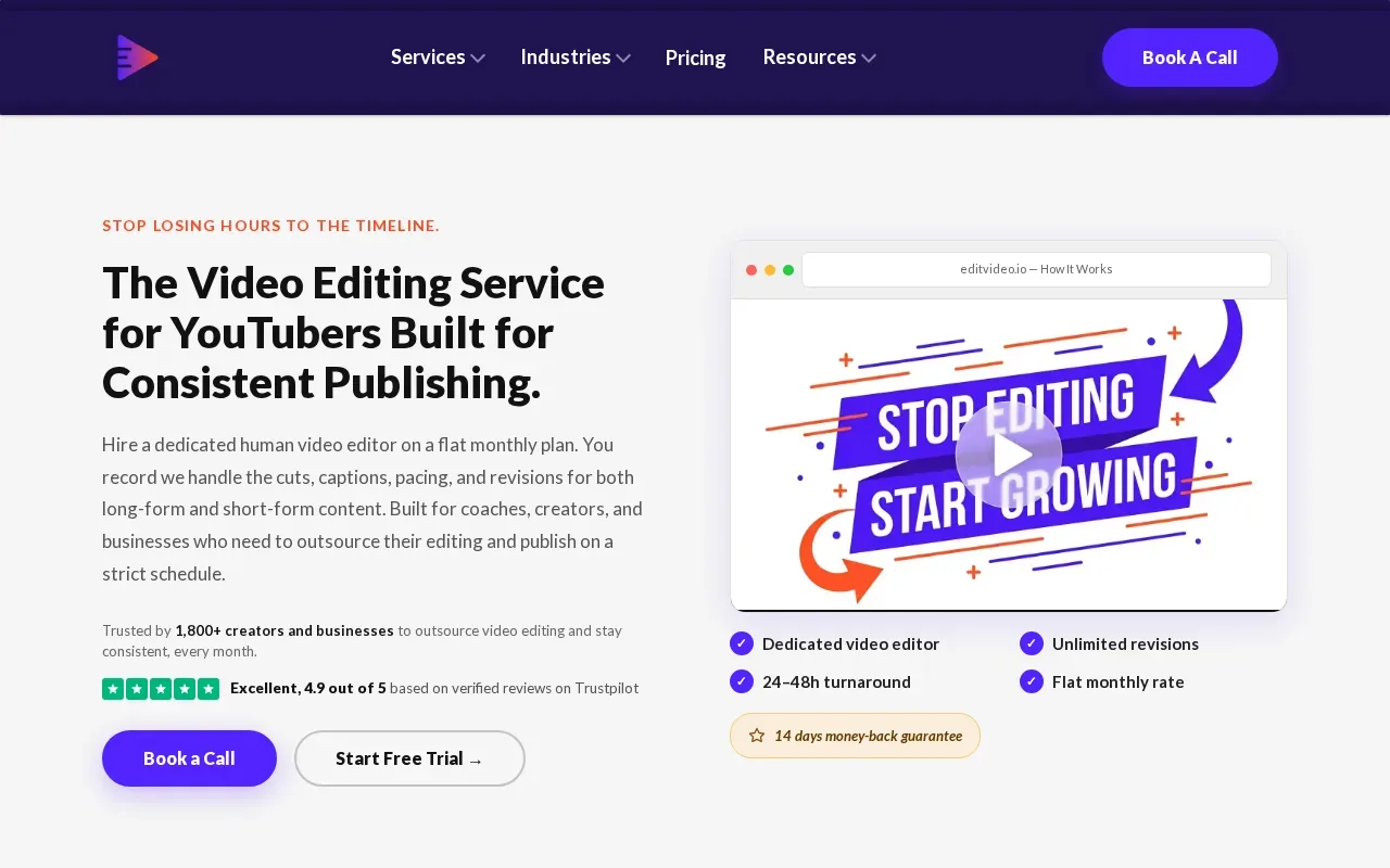 Screenshot of the Editvideo.io website