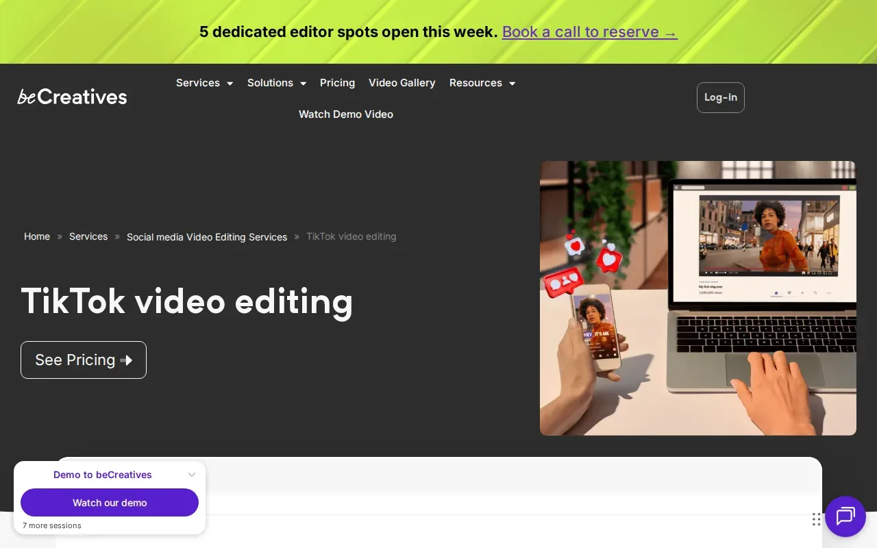 Screenshot of the BeCreatives website