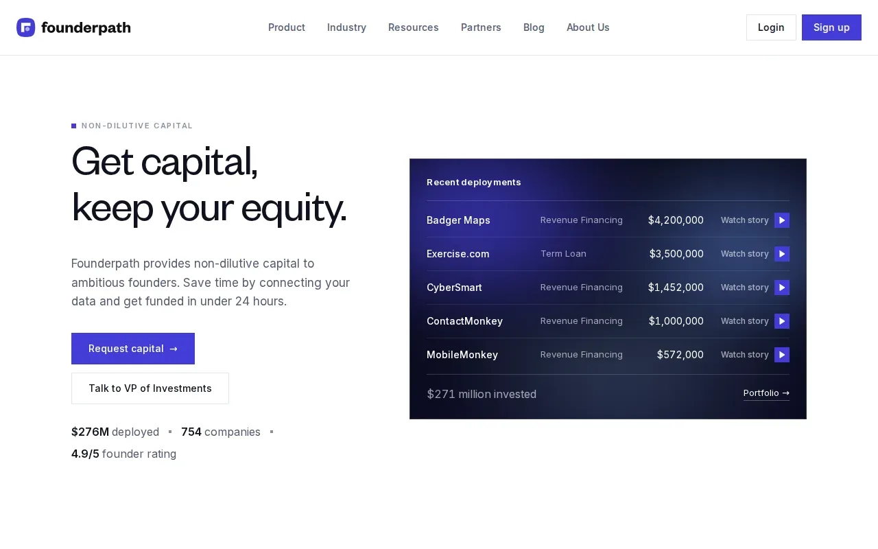 Screenshot of the Founderpath website