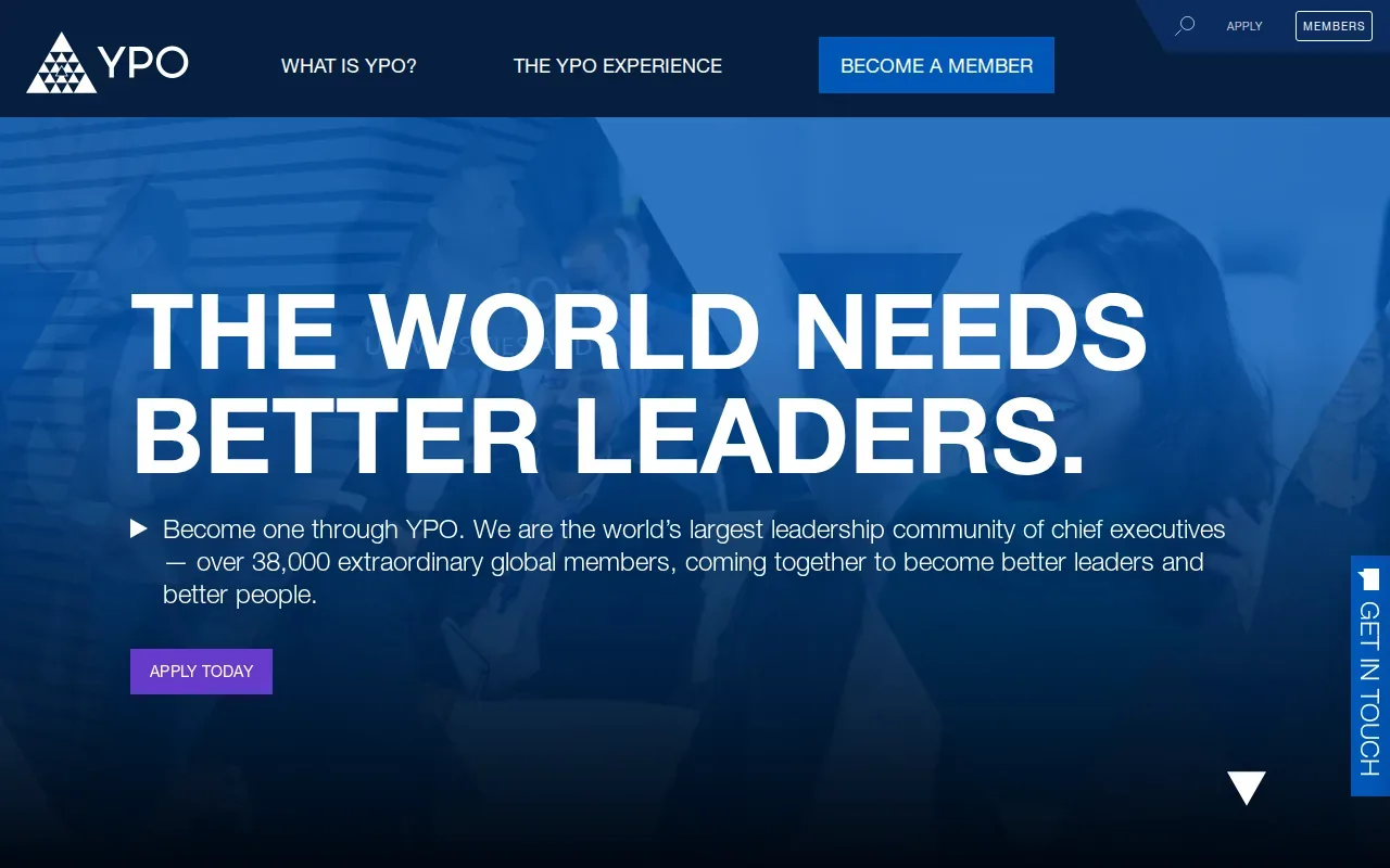 Screenshot of the YPO website