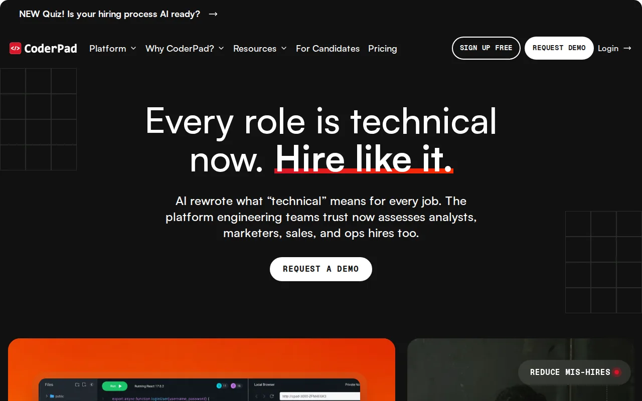 Screenshot of the CoderPad website
