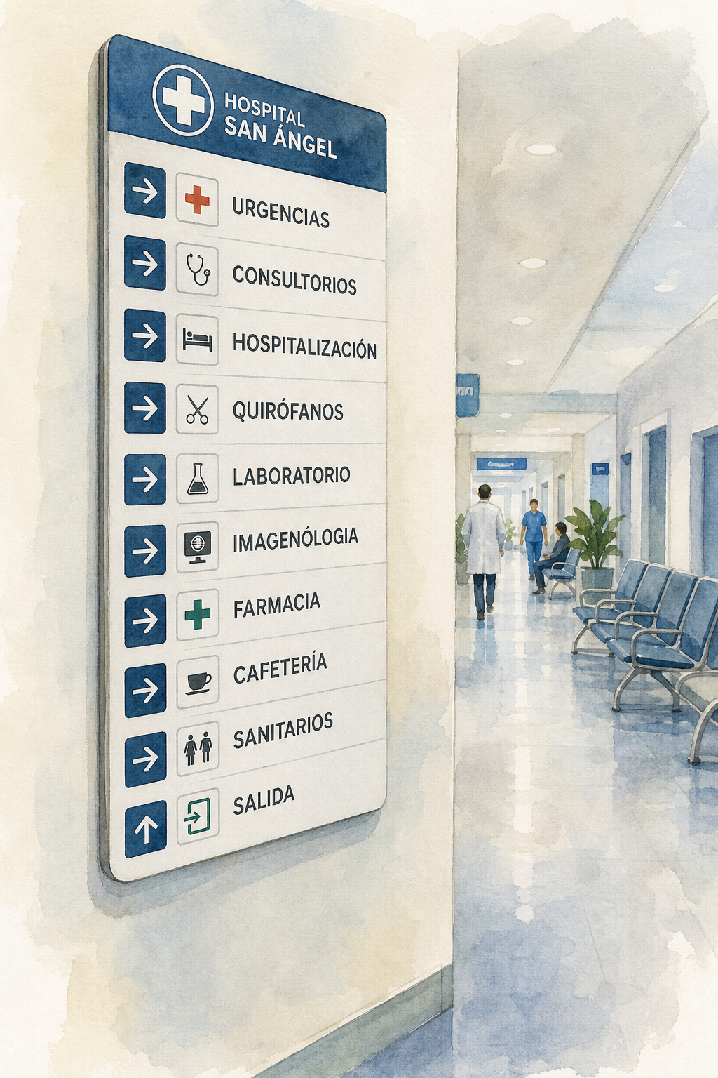 A photorealistic image related to top-25-señalética-hospitalaria-en-méxico. Alt: top-25-señalética-hospitalaria-en-méxico