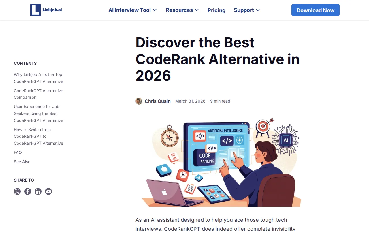 Screenshot of the LinkJob AI website