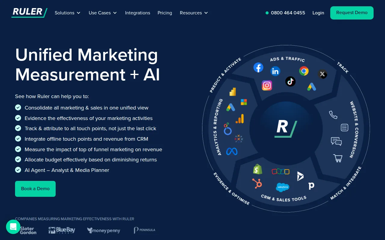 Screenshot of the Ruler Analytics website