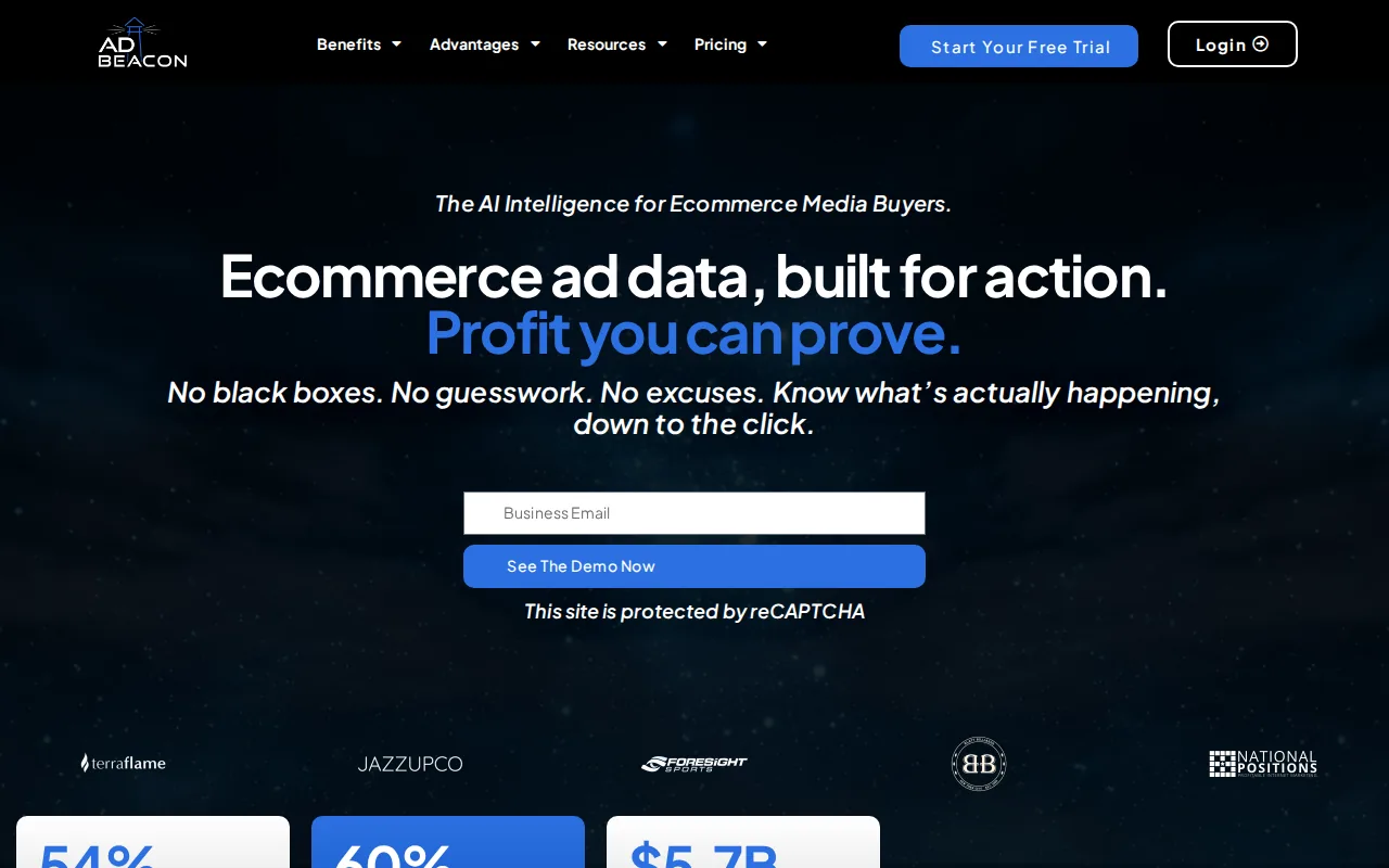 Screenshot of the AdBeacon website