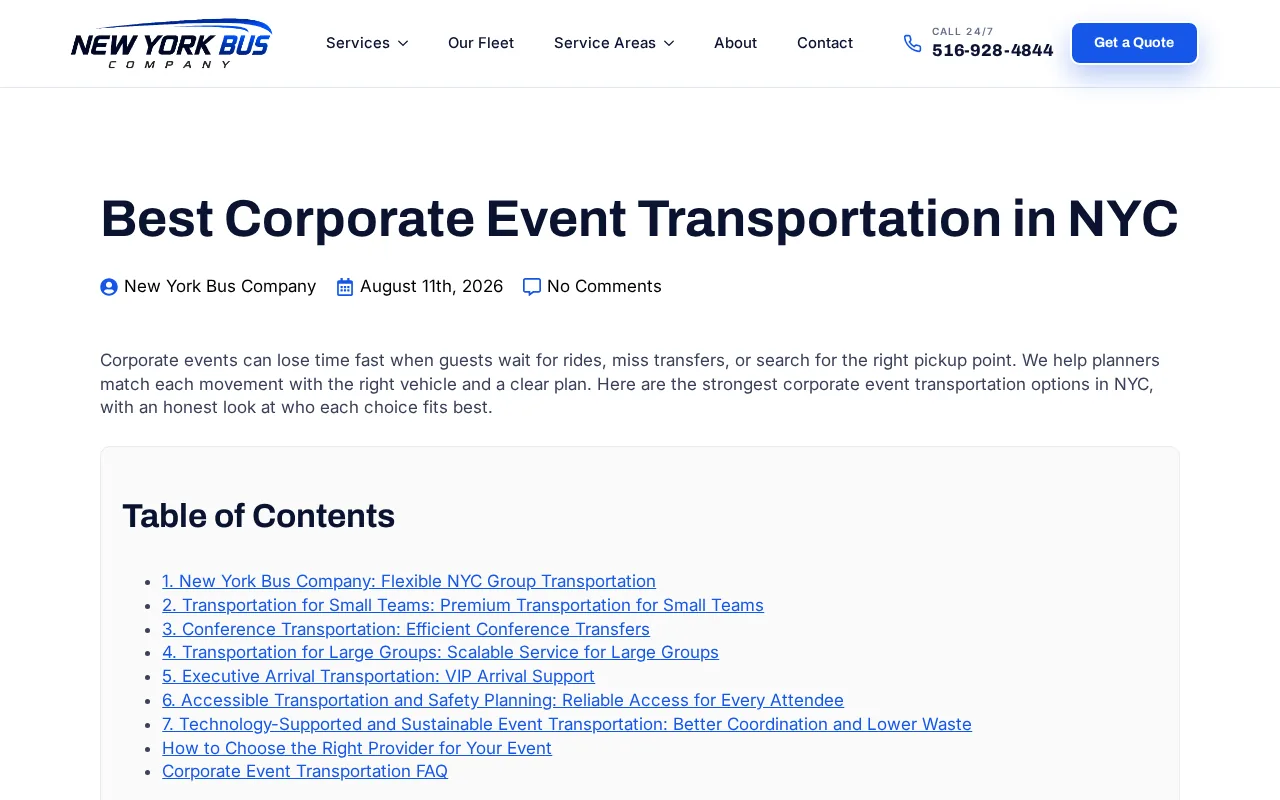 Screenshot of the New York Bus Company website