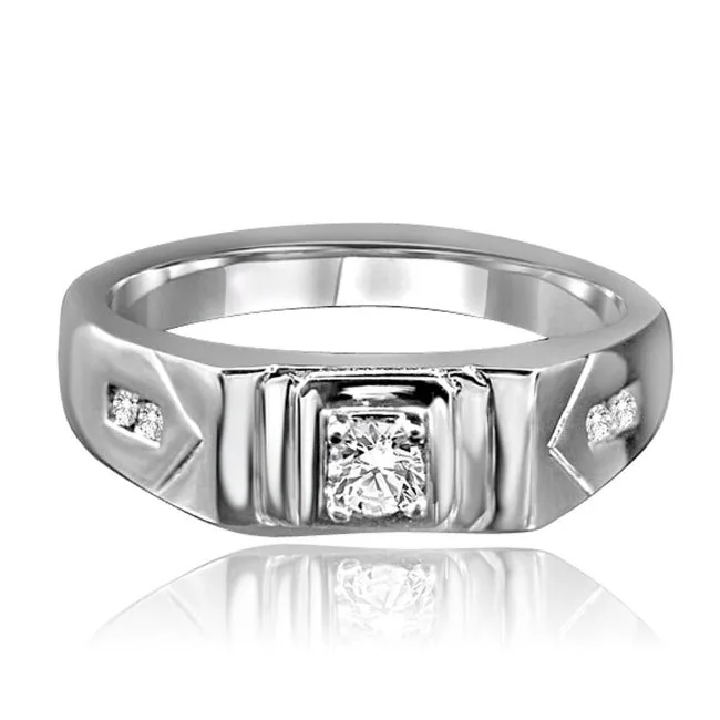 Product photo of Round Diamond Veneer Cubic Zircon Men's Ring. 635R1012
