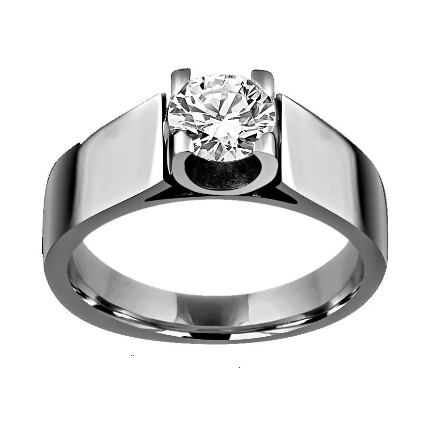 Product photo of 2CT Round Diamond Veneer Cubic Zirconia Men's Ring. 635R1061