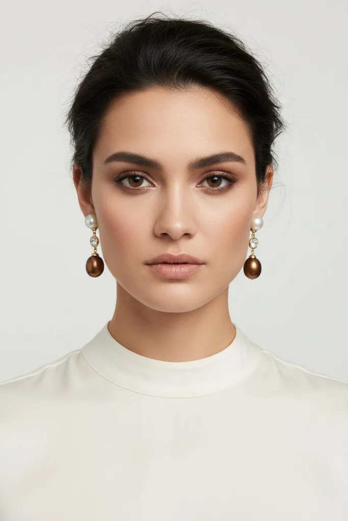 Vertical CZ Sterling Silver Pearl Drop Earrings: visual reference for 3. Vertical CZ Sterling Silver Pearl Drop Earrings — Classic bridal sparkle
