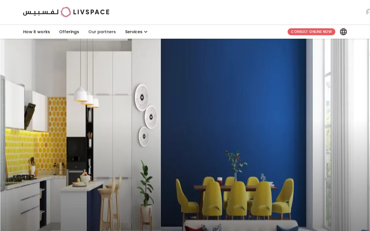 Livspace: visual reference for 3. Livspace, customised turnkey solutions with a product warranty