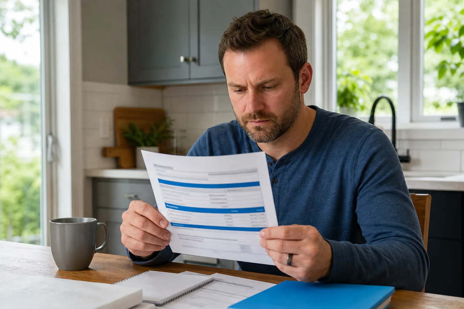 Illinois driver reviewing underinsured motorist coverage limits on an auto insurance policy.