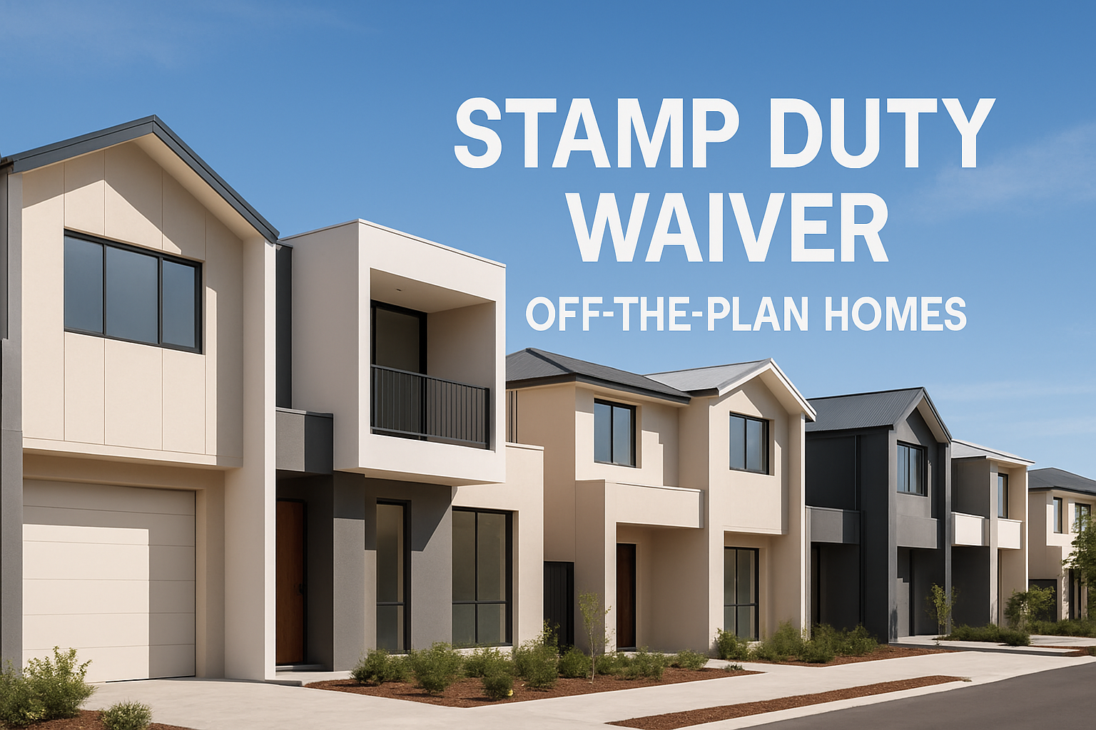 Modern townhouse development in Perth illustrating off-the-plan stamp duty concessions. Alt: stamp duty waiver wa off-the-plan homes