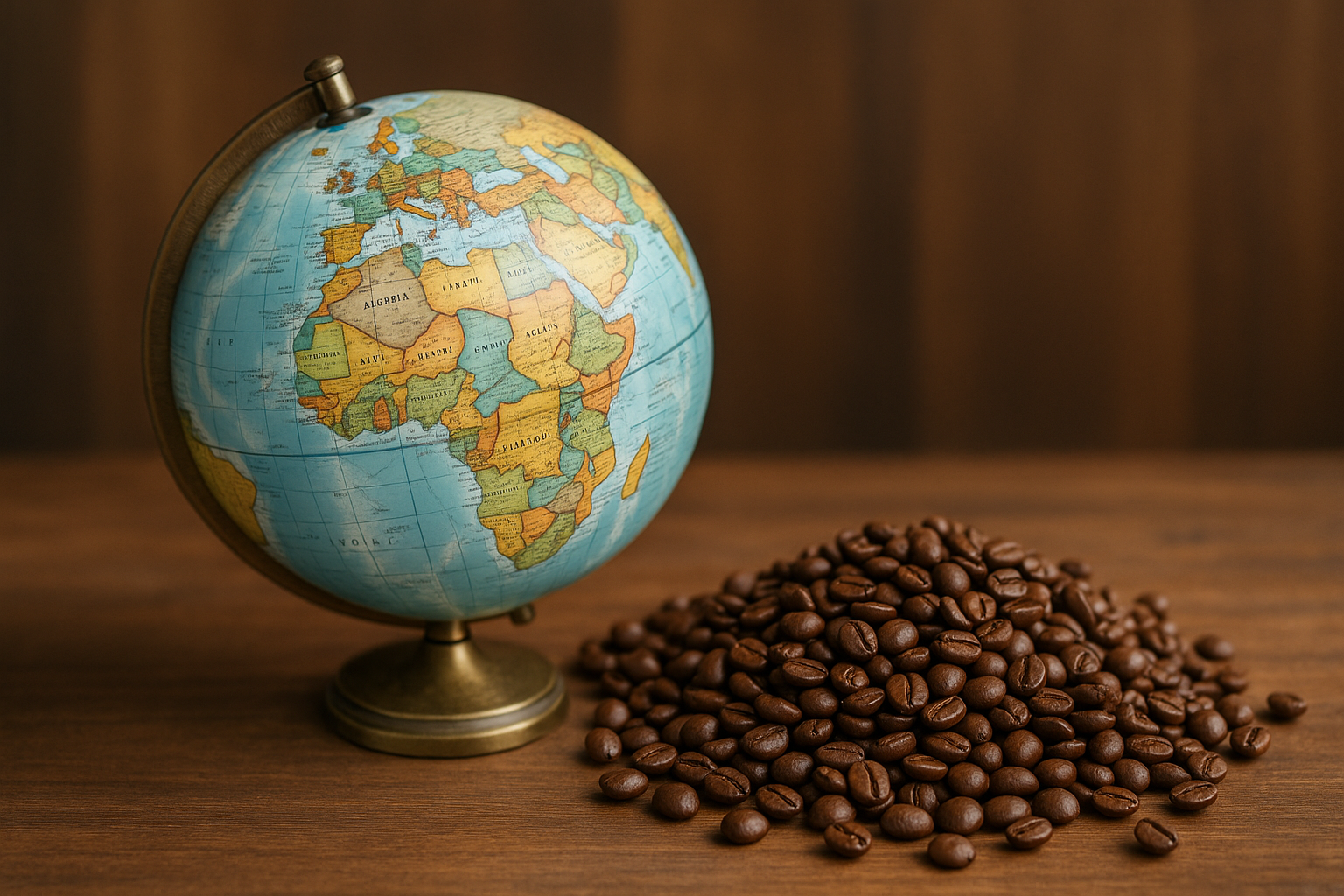 Atlas Coffee Club subscription showcasing coffee from around the world. Alt: A globe and coffee beans representing global coffee subscriptions.
