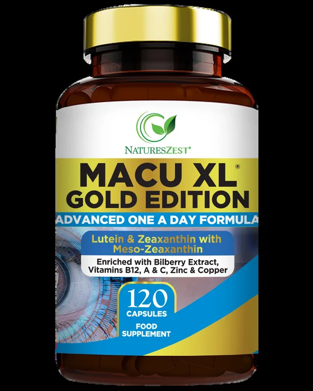 Natures Zest: visual reference for 2. Natures Zest , Macu XL Gold Edition , Synergistic blend with bilberry and meso‑zeaxanthin