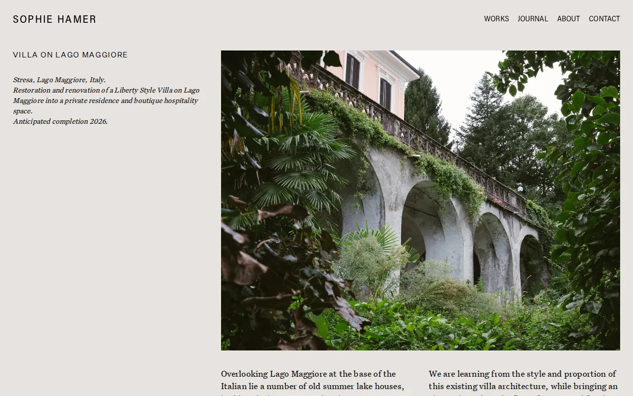 Screenshot of the Villa on Lago Maggiore website