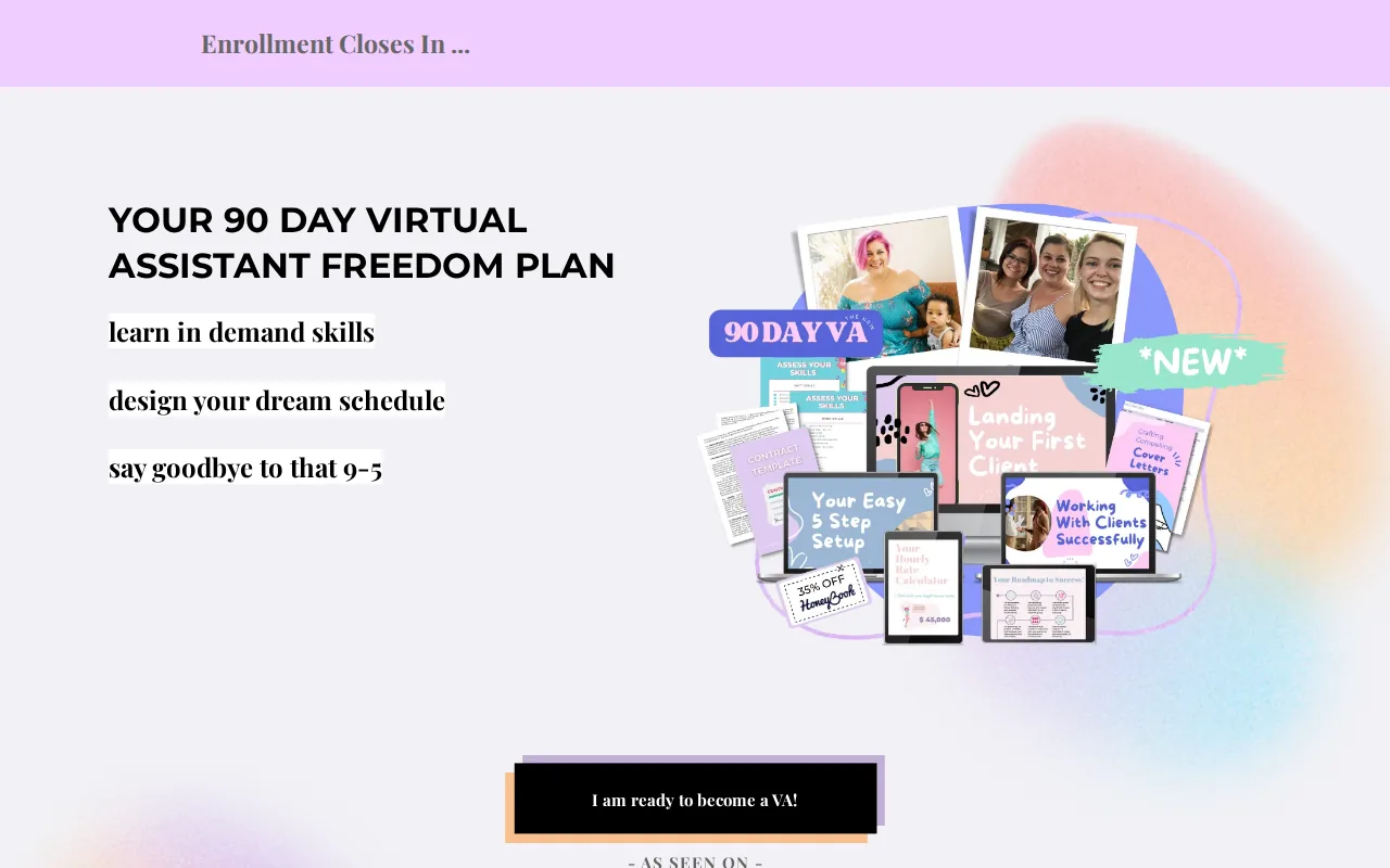 Screenshot of the 90 Day VA website
