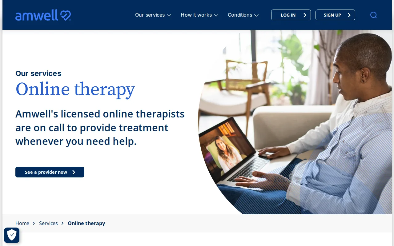 Screenshot of the Amwell website