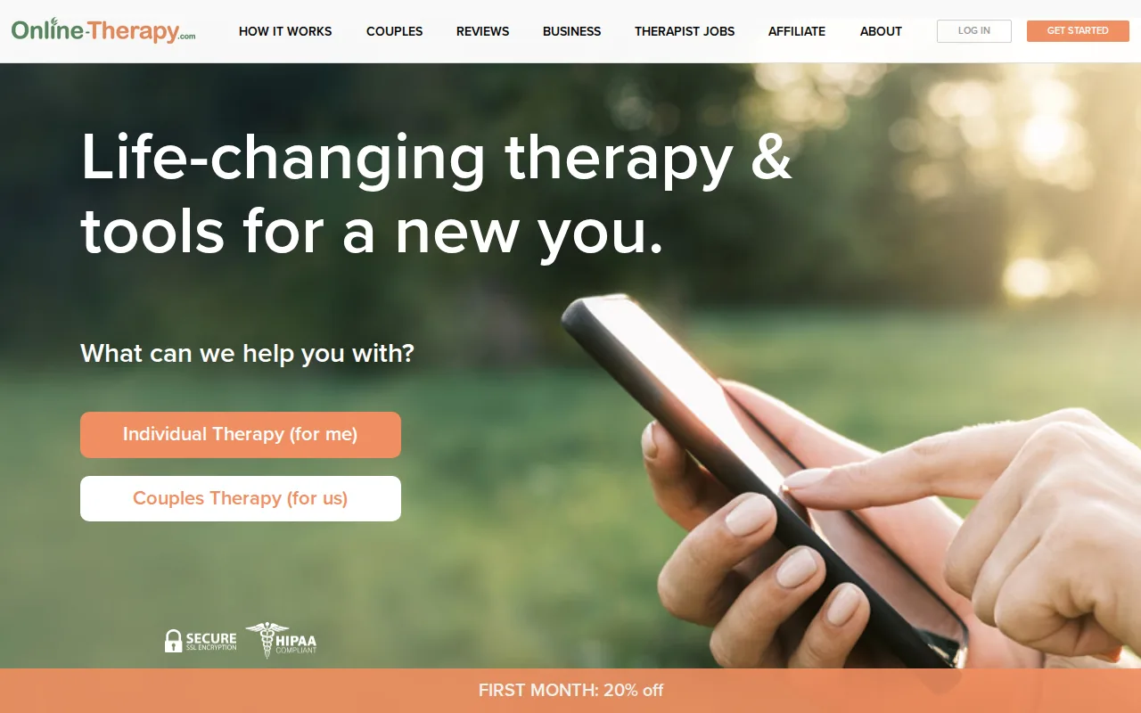 Screenshot of the Online-Therapy.com website