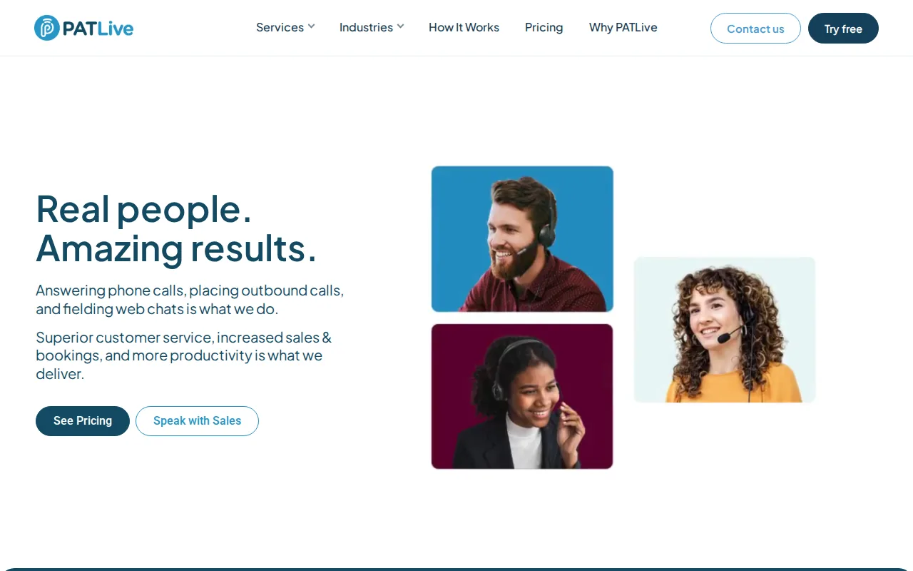 Screenshot of the PATLive website