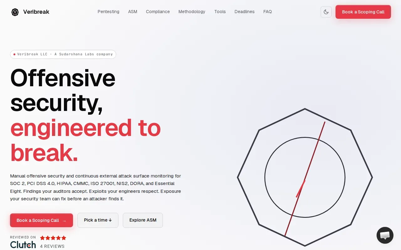 Screenshot of the Veribreak LLC website