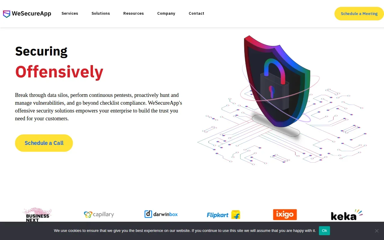 Screenshot of the WeSecureApp website