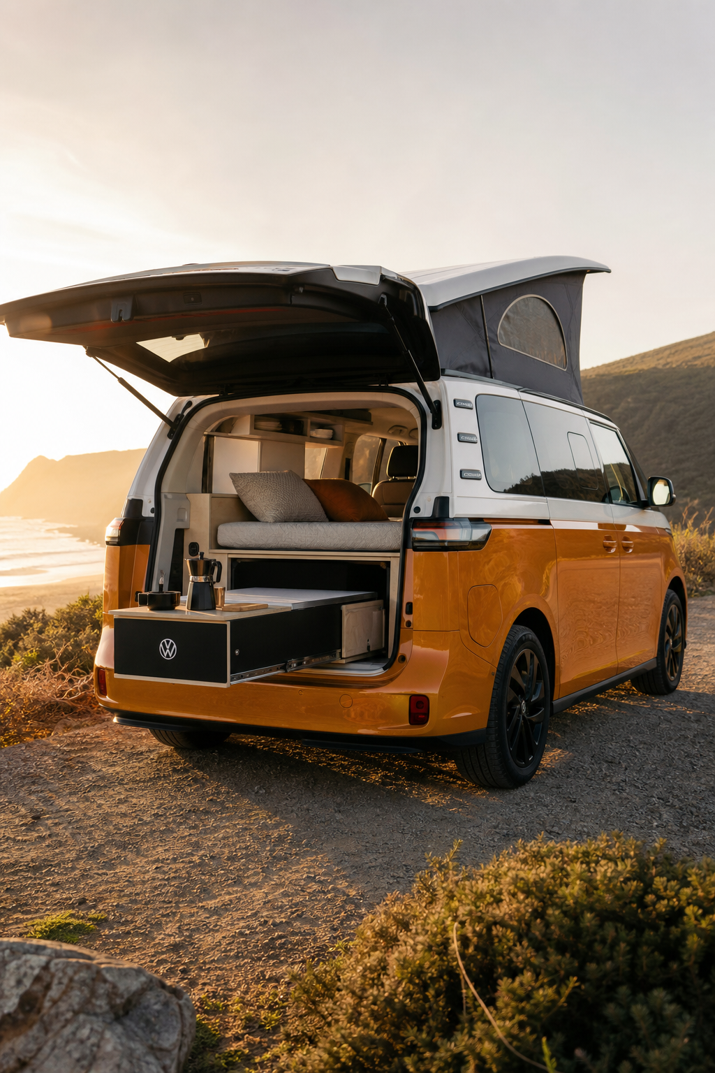 A photorealistic image related to vw-id-buzz-camper-conversion. Alt: vw-id-buzz-camper-conversion