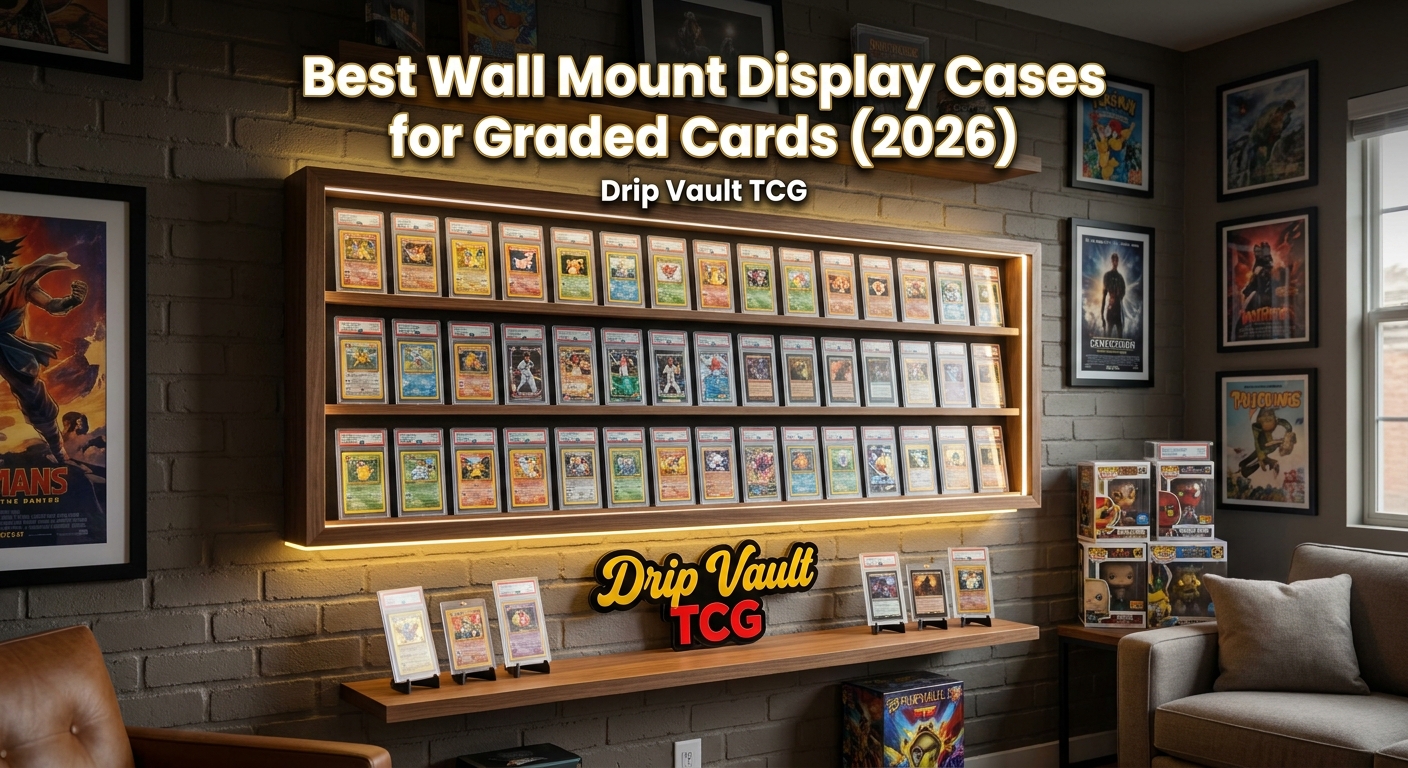 A photorealistic image related to wall-mount-display-case-for-graded-cards. Alt: wall-mount-display-case-for-graded-cards