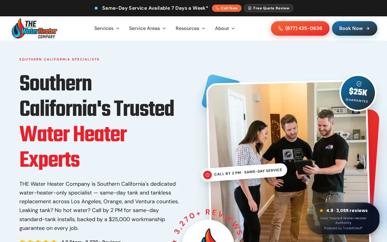 Screenshot of the The Water Heater Company website