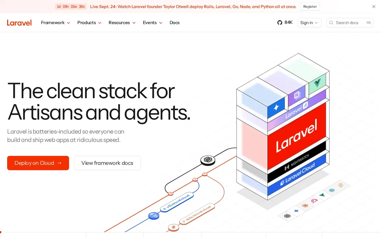 Screenshot of the Laravel website
