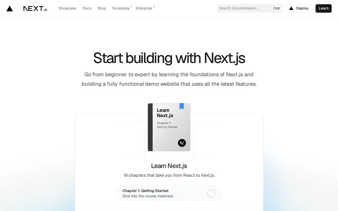 Screenshot of the Next.js website