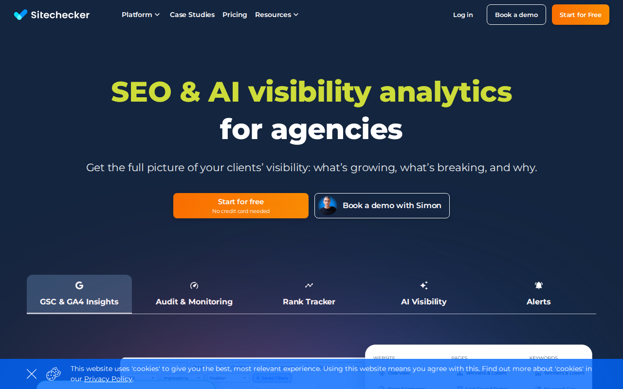 SiteChecker homepage screenshot