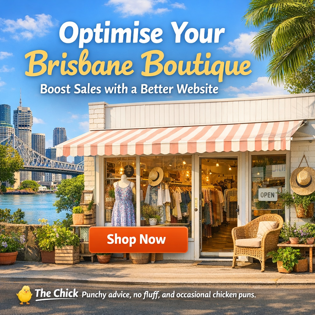 A bright, mobile‑friendly hero section showing a Brisbane boutique storefront with a prominent “Shop Now” button. Alt: website conversion optimisation hero section with clear CTA and local imagery.