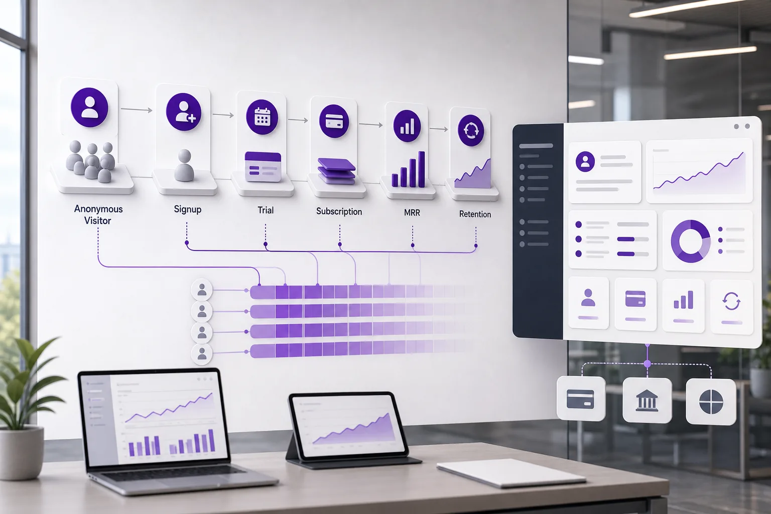visitor behavior connected to CRM, attribution, subscriptions, and SaaS revenue