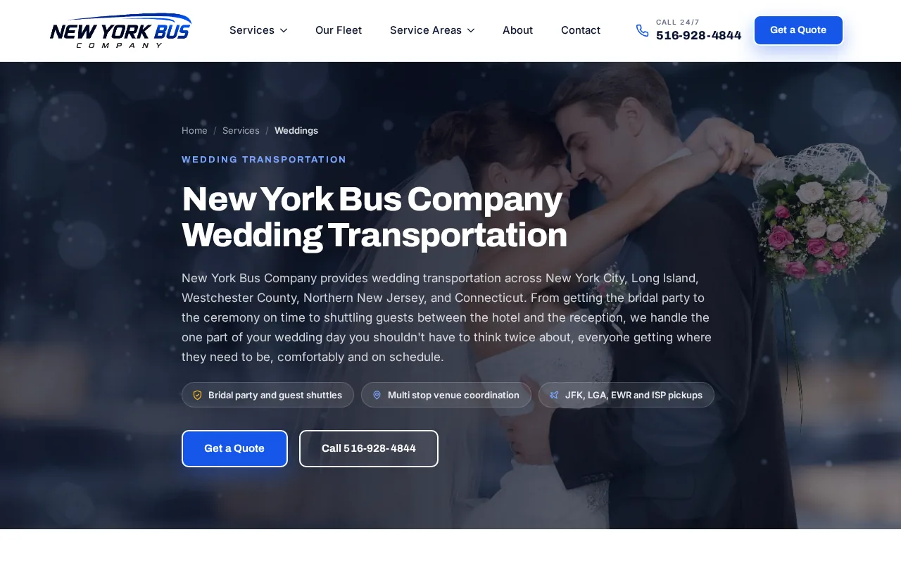 Screenshot of the New York Bus Company website
