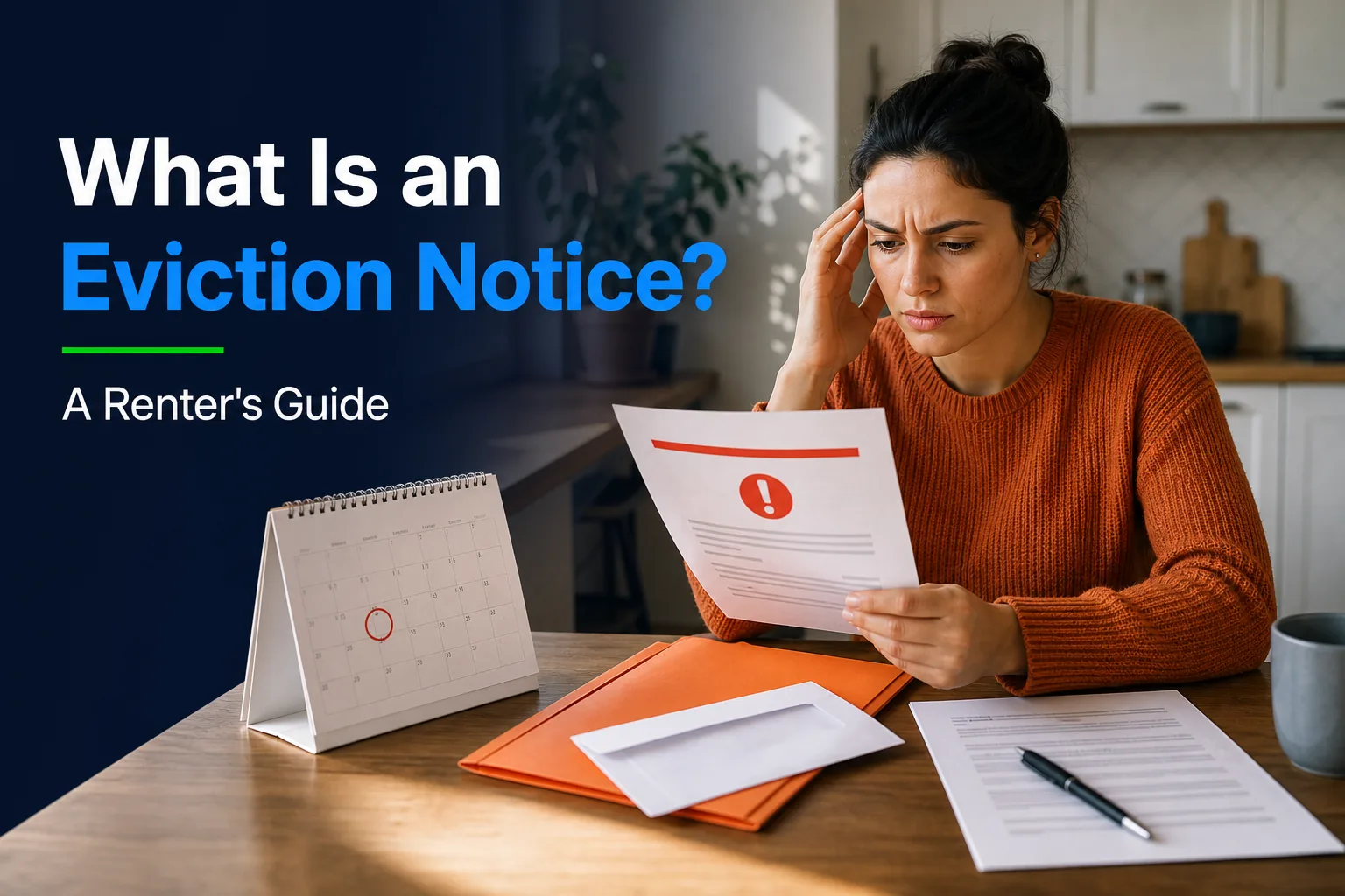 what is an eviction notice, renter reviewing an eviction notice and lease