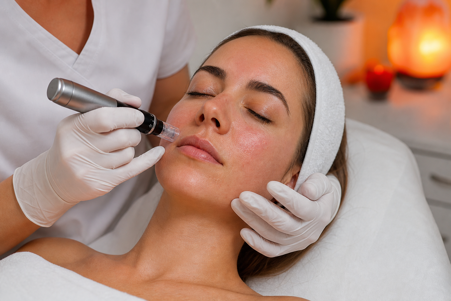 microneedling with PRP facial procedure in a medical spa