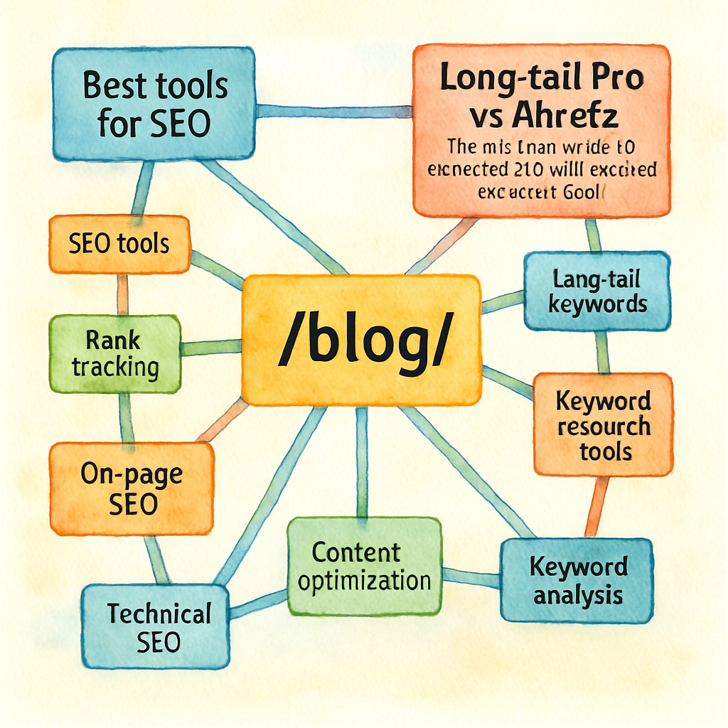 A vibrant illustration of a web of interlinked articles forming a knowledge hub, showing pillars and sub‑topics branching out. Alt: diagram of topical authority clusters.