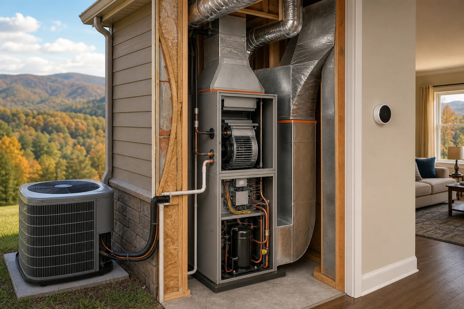 variable-speed HVAC system with inverter compressor and ECM blower in an East Tennessee home.