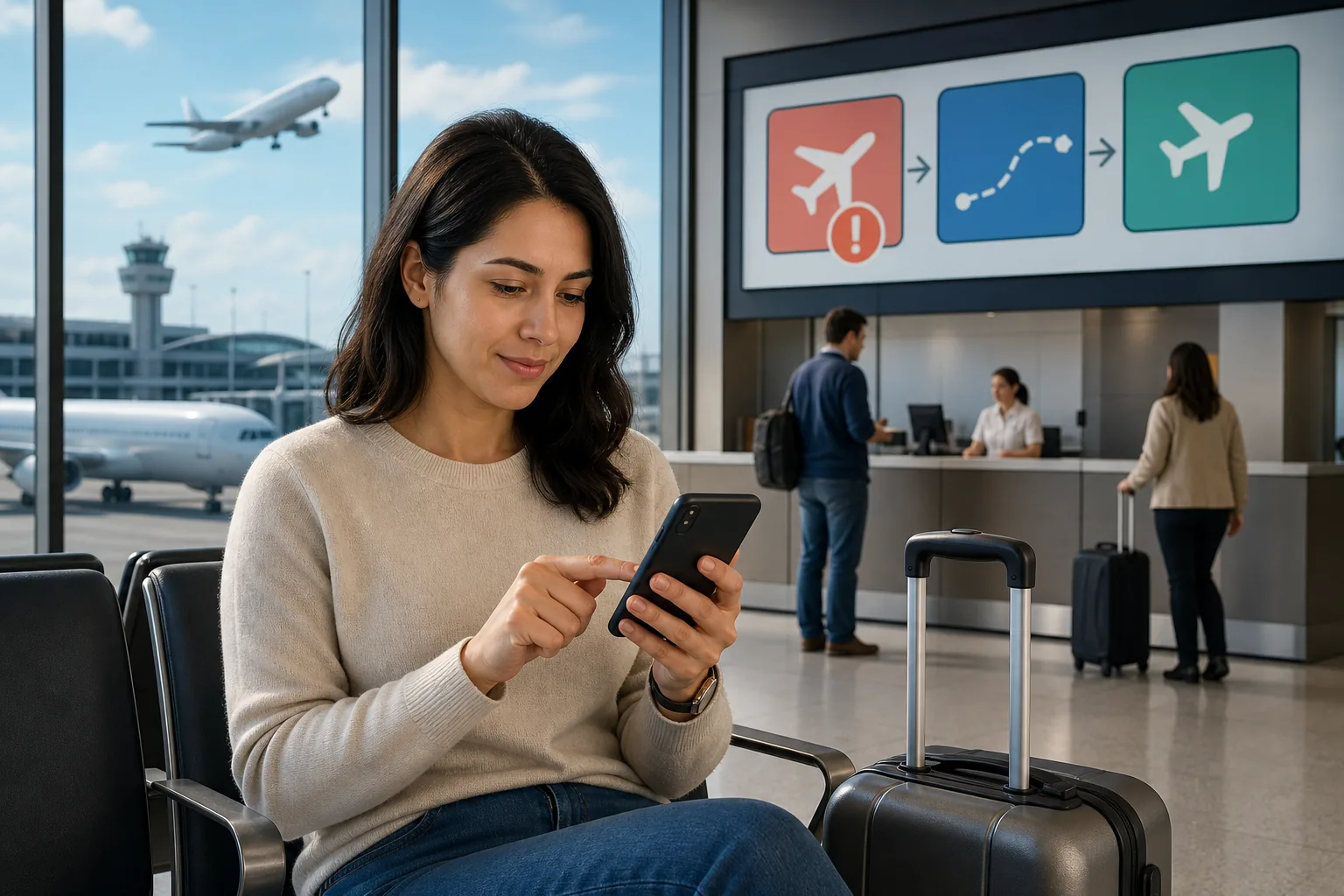 Airline Mobile Apps: visual reference for 2. Airline Mobile Apps , Real-Time Alerts and Self-Service Rebooking